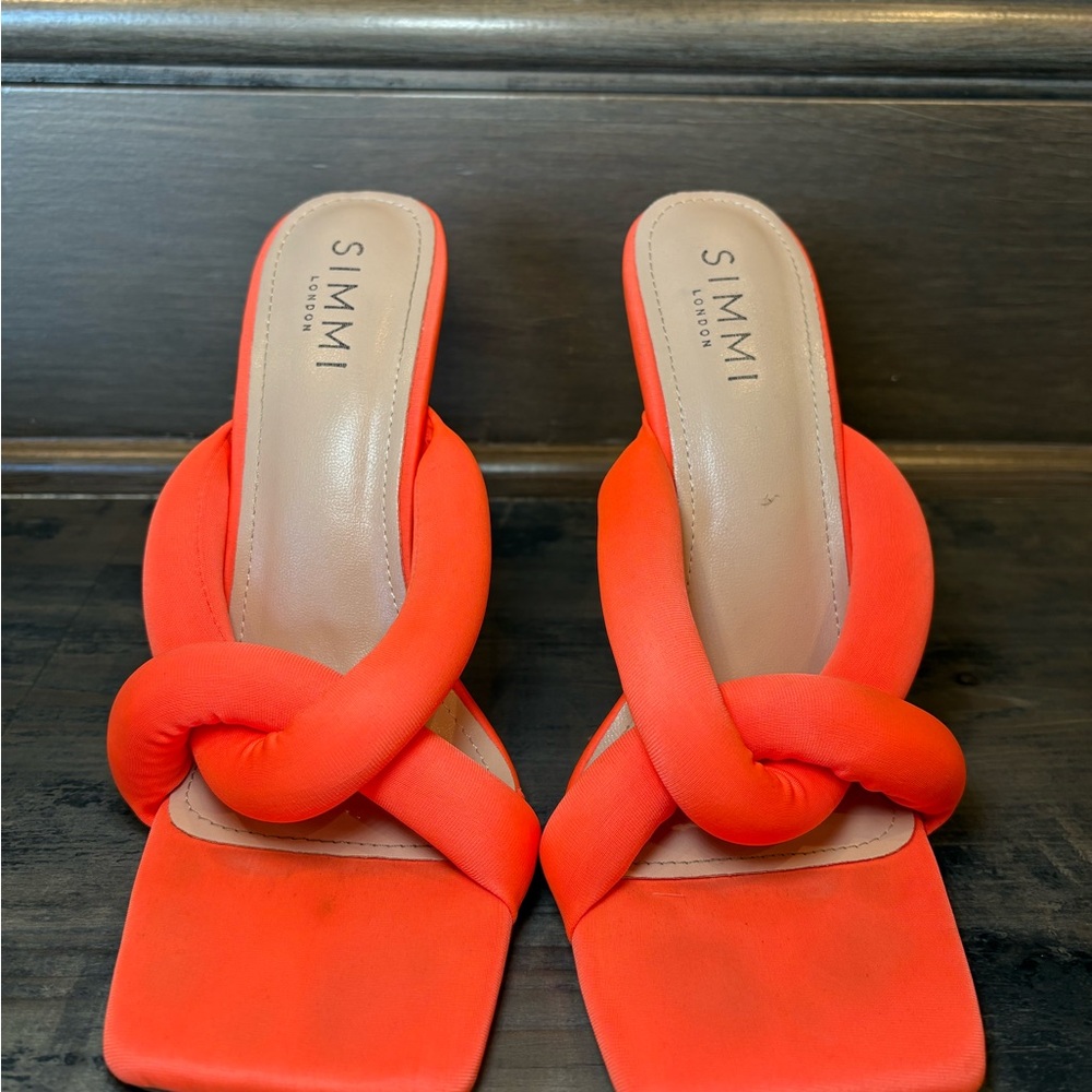 Orange Simmi London Lycra Padded Knot Heels